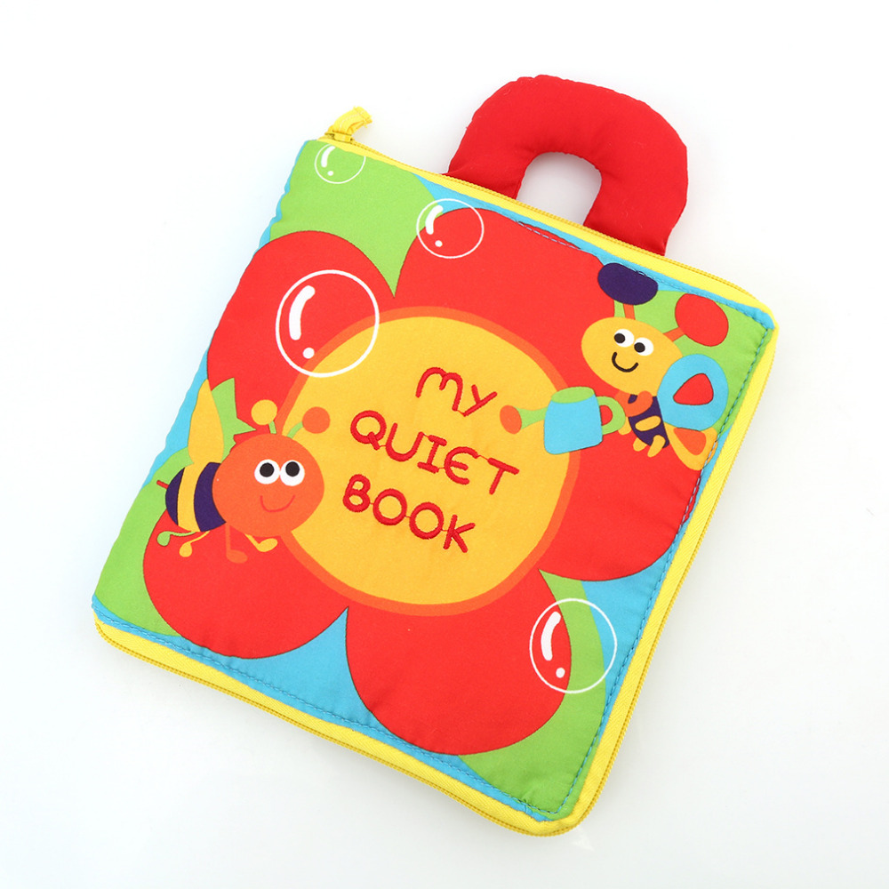 12 pages Soft Cloth Baby Boys Girls Books Rustle Sound Infant Educational Stroller Rattle Toys For Newborn Baby 0-12 month