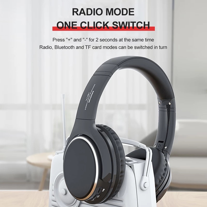 VJ901 Bluetooth 5.0 Wireless Headphones HIFI Headset Sport Gaming Foldable Over-Ear Stereo With Mic TF Card MP3 AUX Function