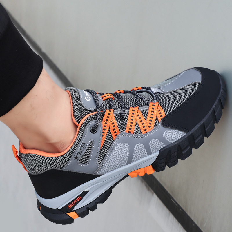 Men's steel toe safety shoes, anti impact and anti stab construction work shoes, wear-resistant hiking labor protection shoes