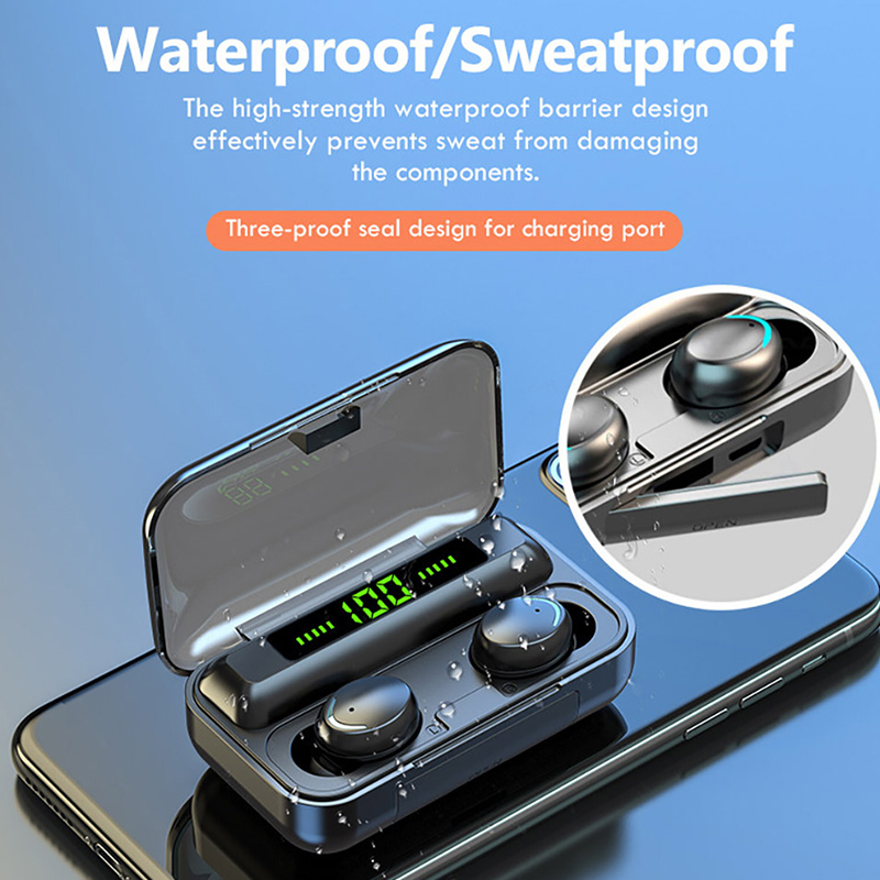 TWS Bluetooth 5.0 Earphones 2200mAh Charging Box Wireless Headphone 9D Stereo Sports Waterproof Earbuds Headsets With Microphone
