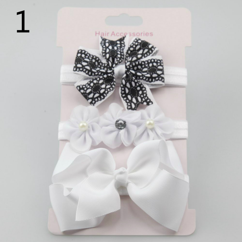 Fashion New Bow Head Flower Hair Band Hair Accessories Combination Three-piece