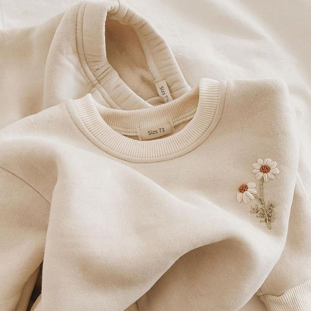 Spring Baby Girl Boy Clothes Set Embroidery Thicken Fleece Warm Sweatshirt + Pant Baby Boy Tracksuit Toddler Cloth