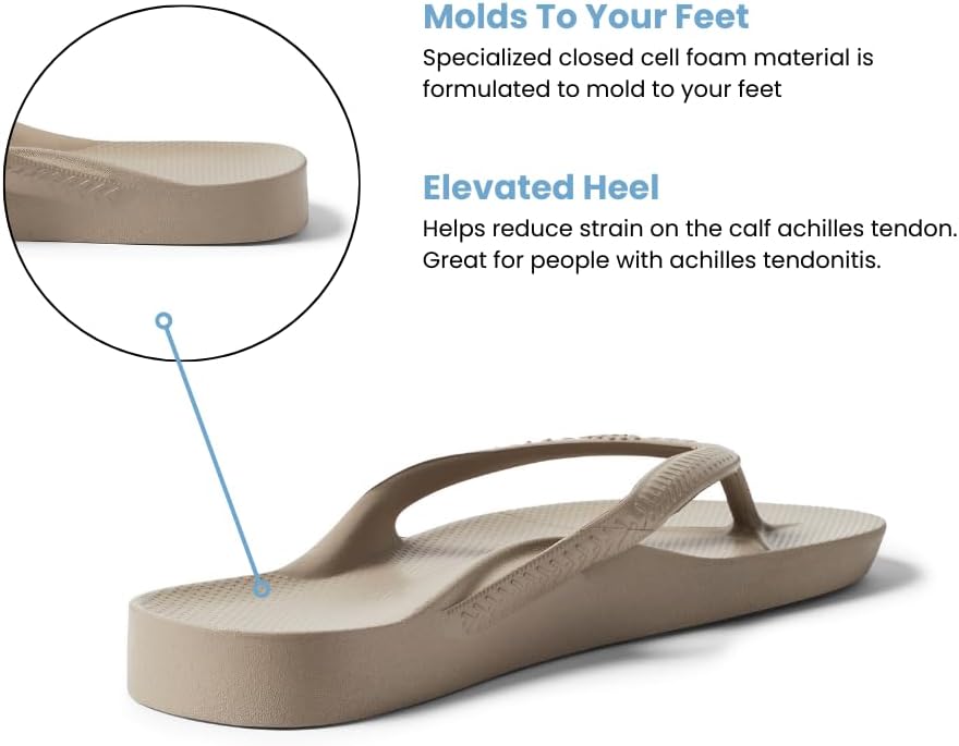 Archies Arch Support Flip Flops for Men & Women – Orthotic Sandals for Plantar Fasciitis Relief – Lightweight, Cushioning, Shock-Absorbing Thong Sanda
