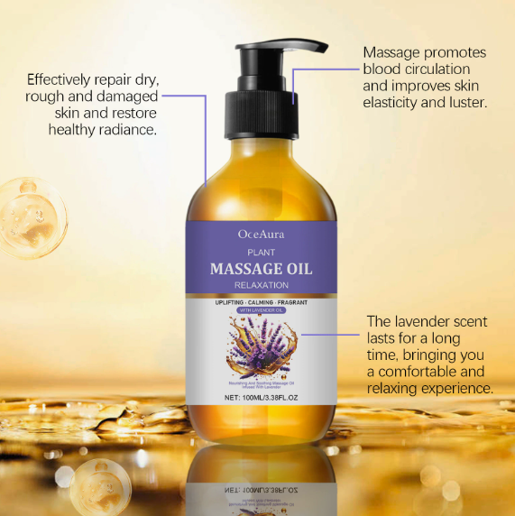 Lavender Relaxing Massage Oil Moisturizing Body Brighten Skin Firming Stress Relief Muscle Sore Help Sleep Gua Sha Fragrance Oil