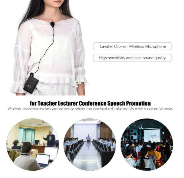 Wireless FM Microphone System with Microphone Conference Mic System Lapel Fit Transmitter Clip For Lectur L5B7
