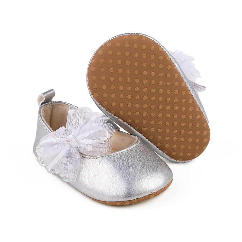 1Pair Newborn Baby Flats Princess Flower Girls Shoes PU Leather Non-Slip Adorable Wedding Party Toddler Shoes 0-18 Months