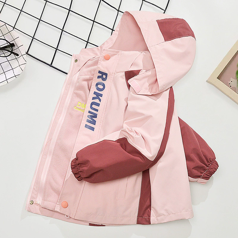 New Fashionable Kids' Detachable Puffer Coat with Fluffy Lining, Cartoon Color Block 3-in-1 Warm Outerwear for Girls