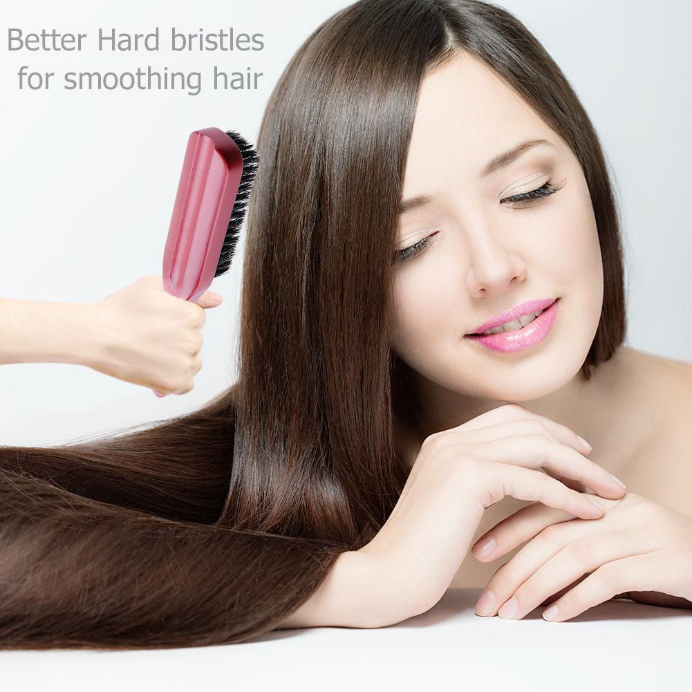 Wood Handle Hair Brush Comb Hard Boar Bristle Hairdressing Styling Beard Comb Anti-static Scalp Massage Brush Hair Tool &