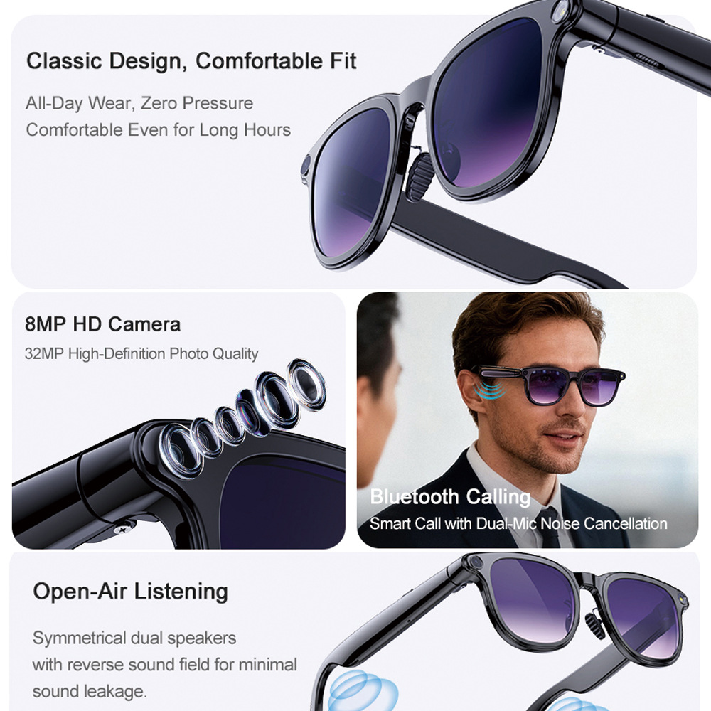 3in1New Smart Glasses AI 8K Camera Bluetooth Call Voice Assistant Music Player Translate Multifunctional Photochromic HD Glasses
