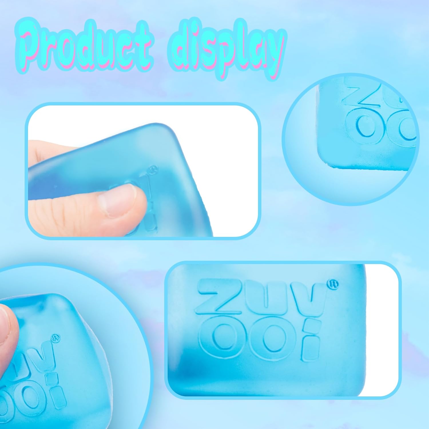 Stress Cube Squishy Stress Balls for Adults Kids Sensory Fidget Toy for Your Best Mellow and Chill - Fidget Ice Cubes-Square Shape with Filling in Blu