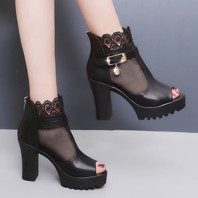 new high heel sexy square heel sandals women high heels party ladies shoes fish mouth toe high heel pumps