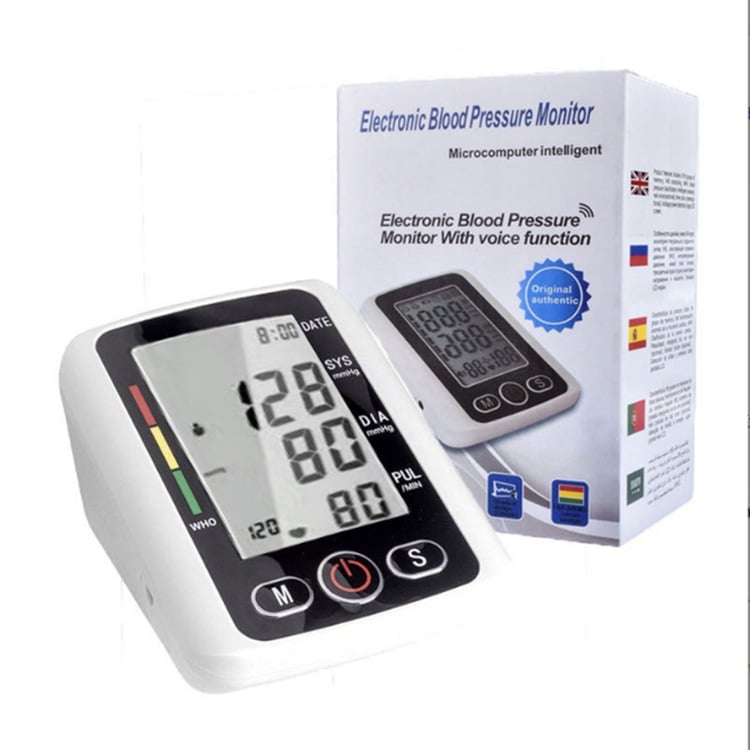 Portable Digital Upper Arm Blood Pressure Monitor Measurement Tool LCD Digital 1 Pcs Sphygmomanometer With Voice Broadcast