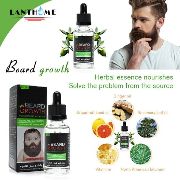 100% Natural Organic Men Beard Growth Oil Beard Wax balm Hair Loss Products Leave-In Conditioner Groomed Beard Growth