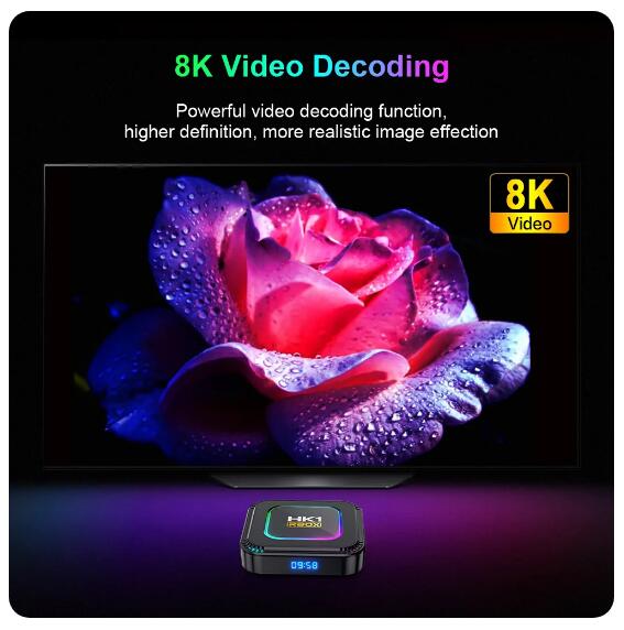 HK1 RBOX K8 Rockchip RK3528 2.4G 5G Wifi6 BT4.0 RAM 4GB ROM 64GB Quad Core 8K Android 13 TV Box