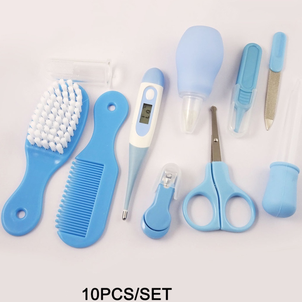 10 /set Baby Thermometer Hairbrush Nail Scissors Nail Clippers Nasal Aspirator