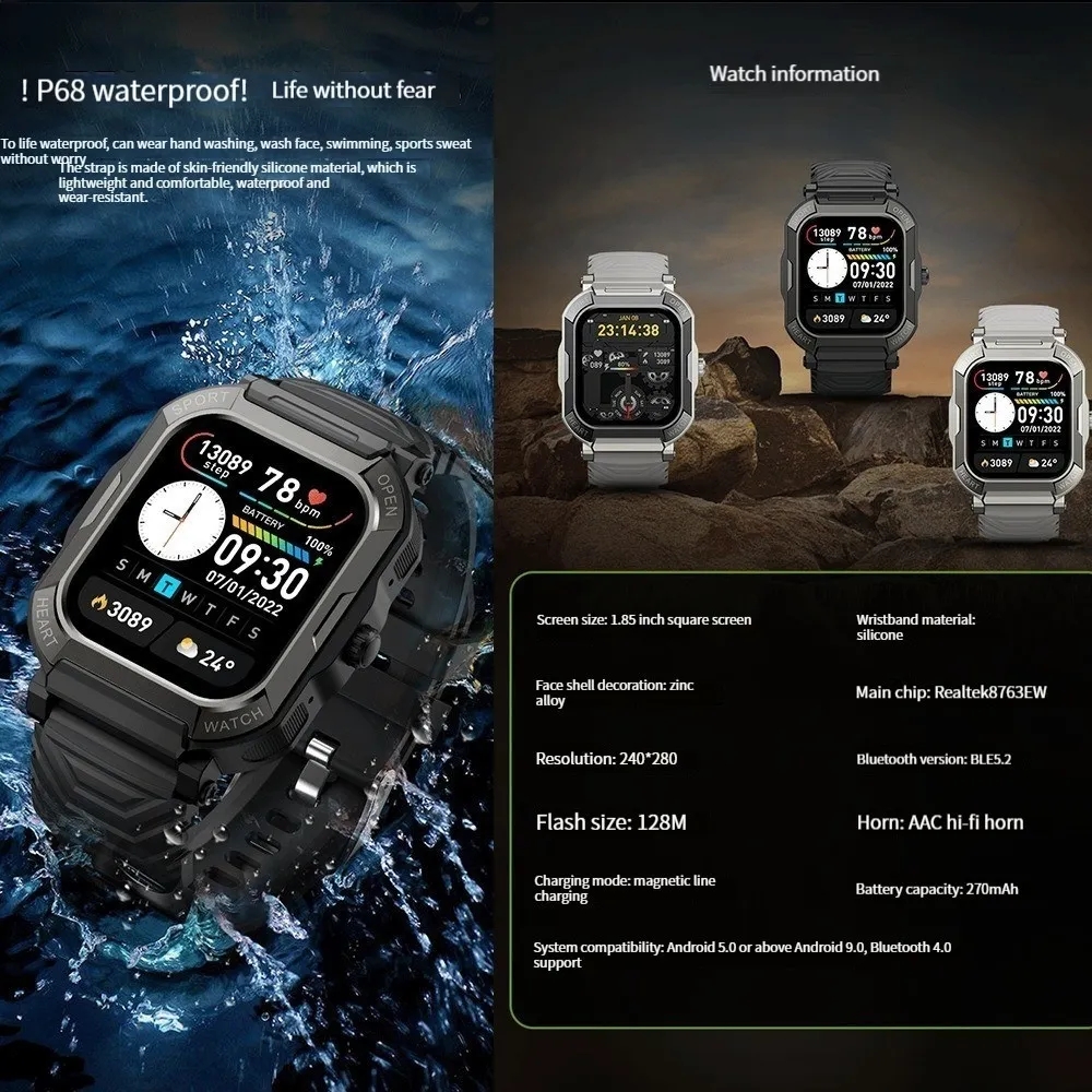 Xiaomi Smart Watch Outdoor Sports Watch Men Blood Oxygen Monitoring Bluetooth Call Deep Waterproof SmartWatch Heart Rate Health