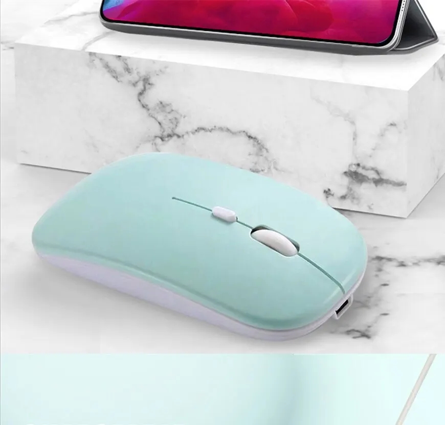 Macaron Rechargeable Wireless Bluetooth Mouse 2.4G USB Mice For Android Windows Tablet Laptop Notebook PC For IPAD Mobile