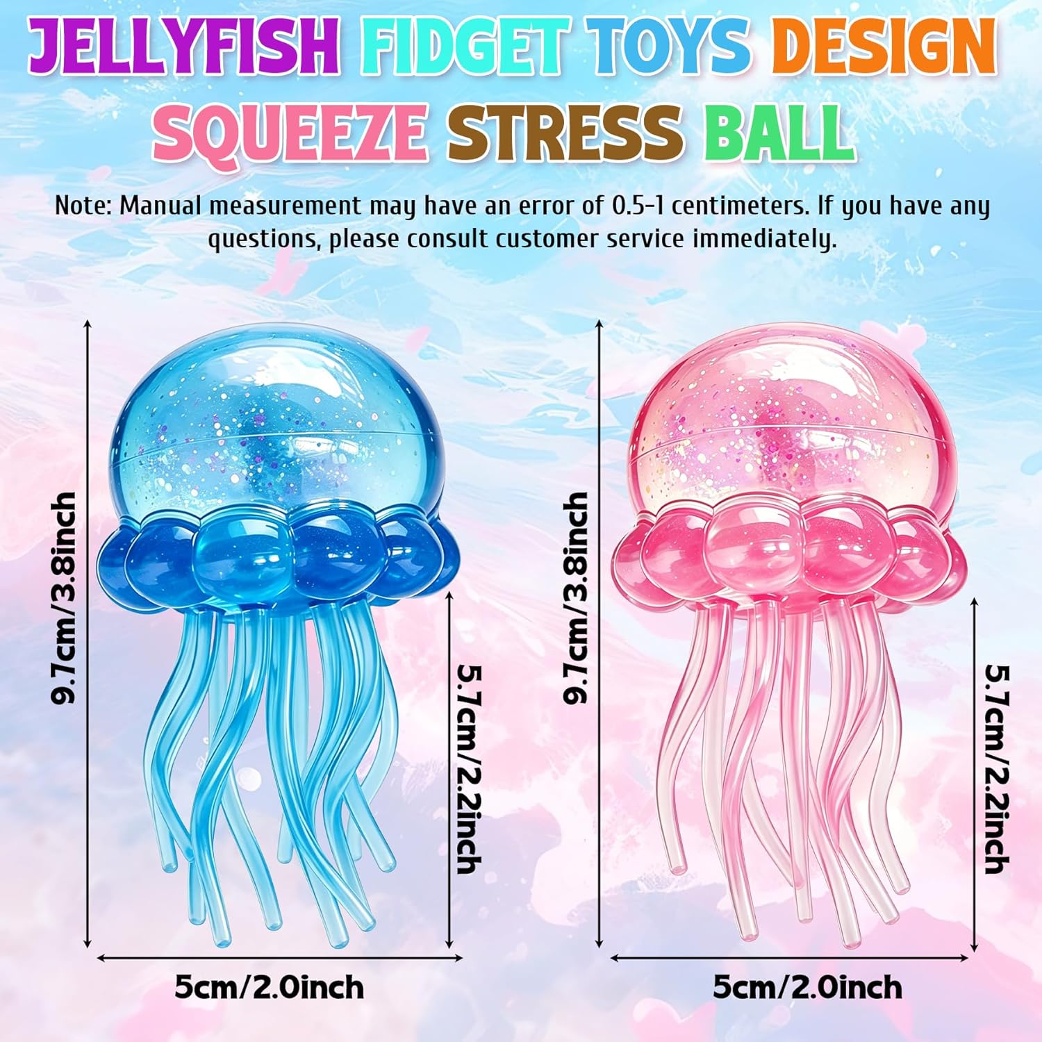 2Pcs Jellyfish Squeeze Toys, Drop Malt Sugar Balls Relieve Stress, Fidget Toy with a Super Solid for Kids, Sensory Toys for Anxiety and Stress Relief,