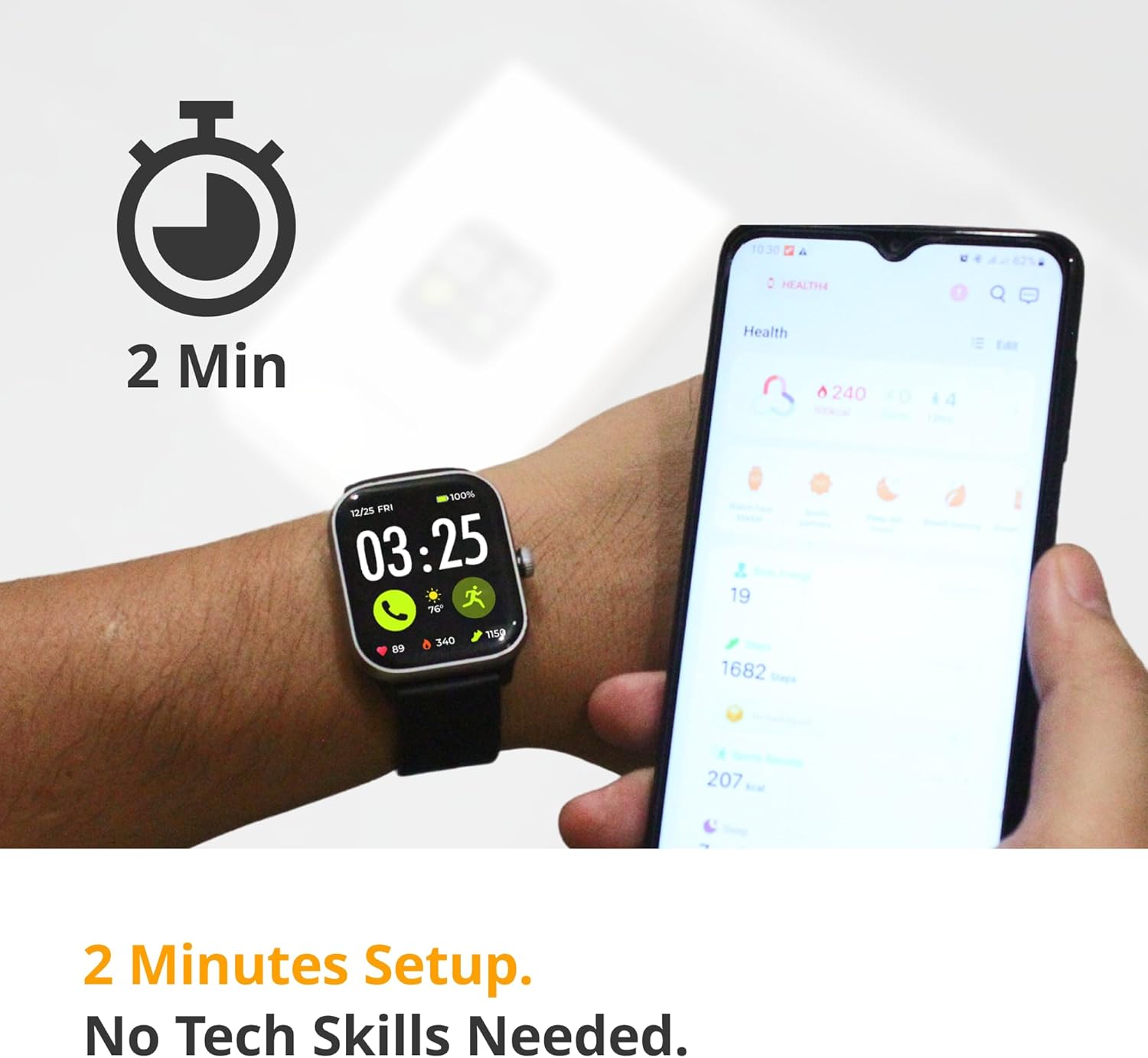 Spade & Co Health Smartwatch 4 - Smartwatch for Men & Women, Heart Rate, Sleep & SpO2 Monitor, Pedometer, Fitness Tracker, Answer/Make Calls IP68 Wate