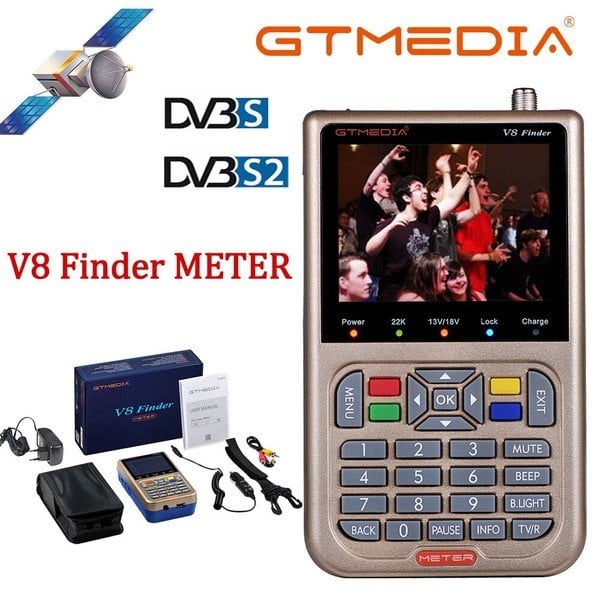 V8 Finder Meter SatFinder Digital Satellite Finder DVB S/S2/S2X HD 1080P Receptor TV Signal Receiver Sat Decoder Location Finder