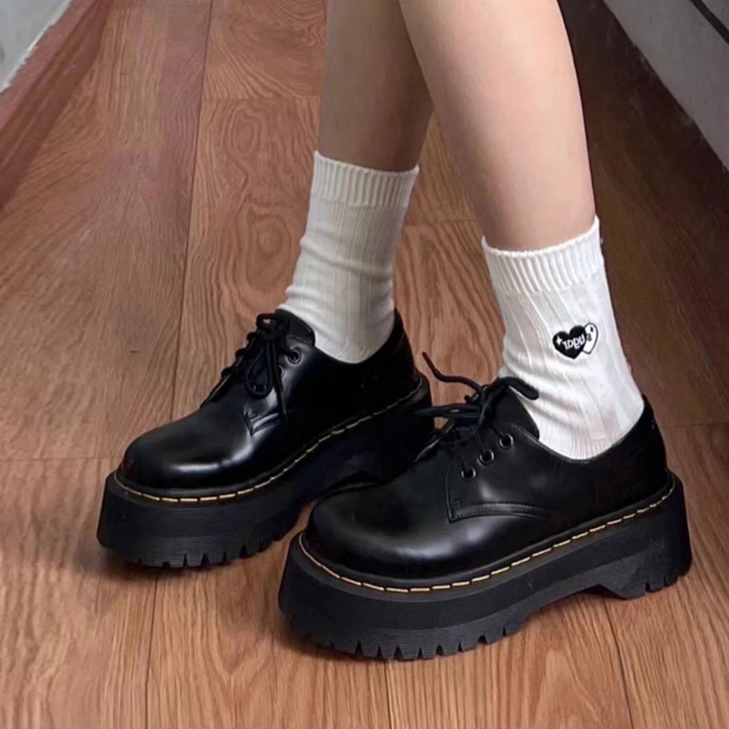 2023 Shoes for Women Mary Janes 's High Heels Fashion Lace Up Casual Boots New Round Toe Platform