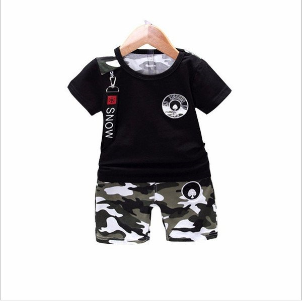 New summer casual version of men and women baby short-sleeved boys shorts two-piece baby children's suit tide