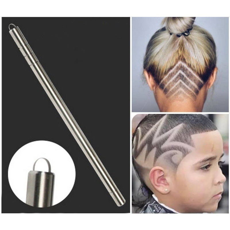 1 Hair Engraving Pen+10 Blades Hair Trimmers DIY Hairstyle Salon Magic Engraved Stainless Steel Pen Barber Hairdressing Scissors
