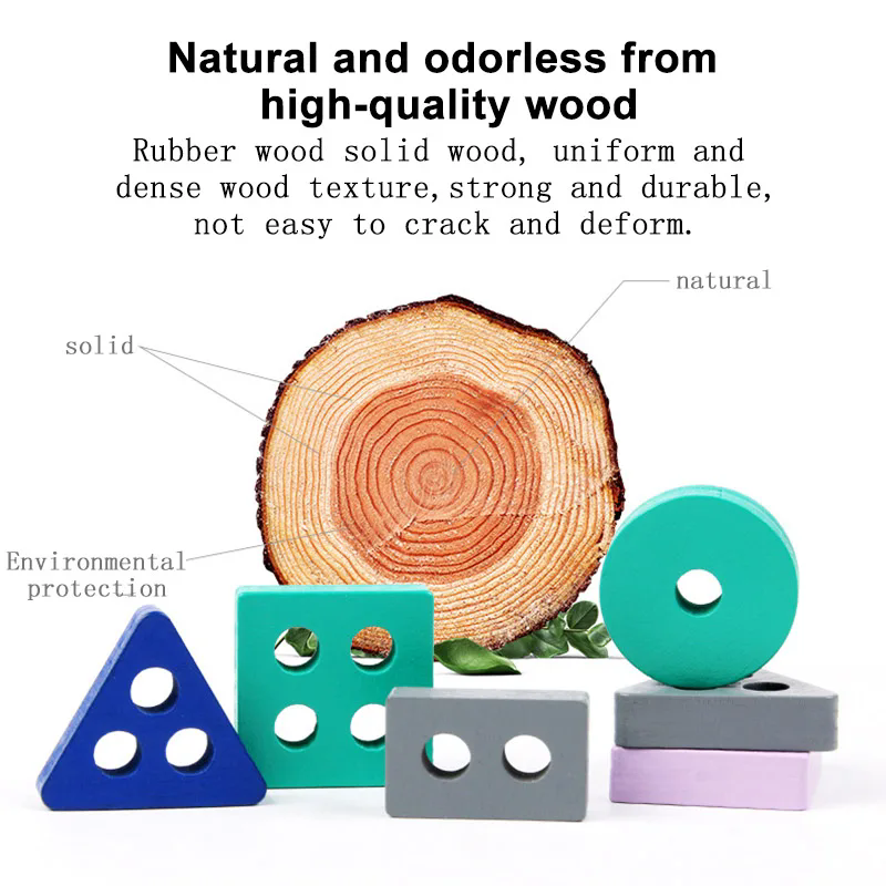 Mini Montessori Toy Wooden Building Blocks Educational Toys Color Color Shape Match Puzzle Toys For Boys Girls