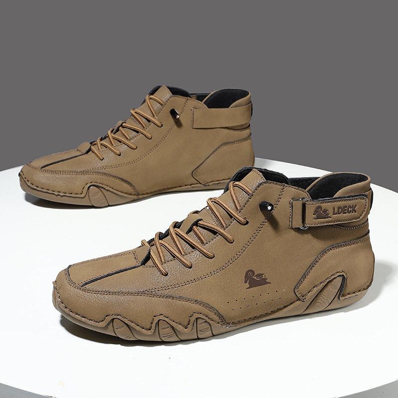 large size 39-48 fashionable high-quality leather breathable men's casual shoes low top ankle boot