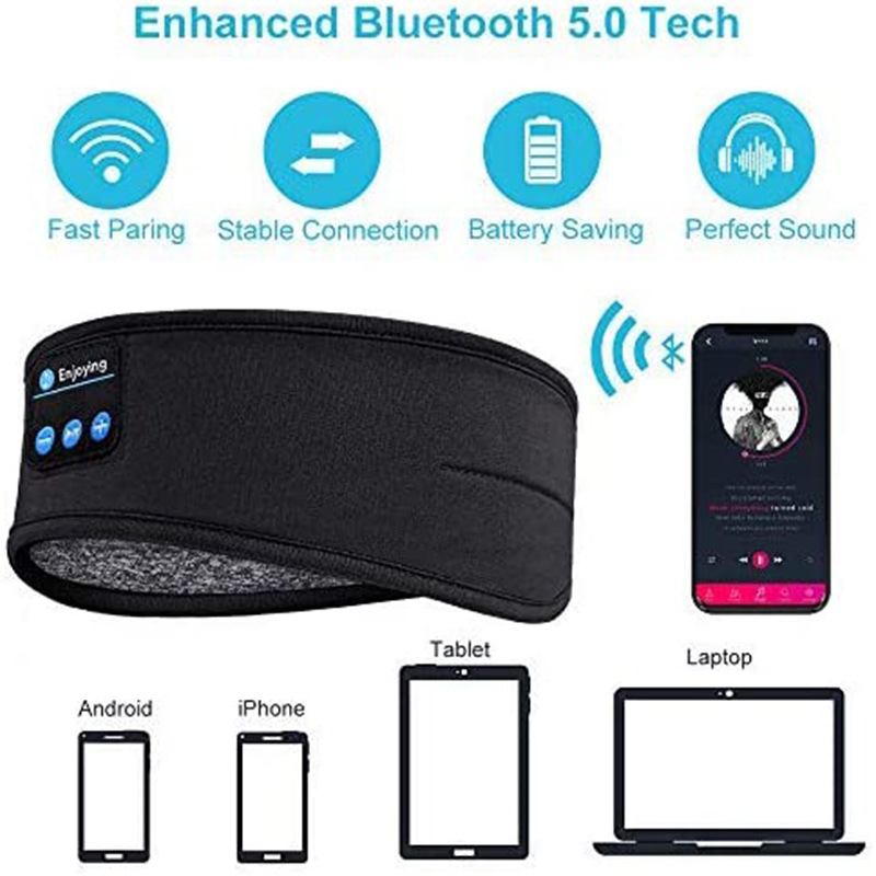 New Bluetooth-Compatible Sleeping Headphones Sports Headband Thin Soft Elastic Comfortable Wireless Music Earphones Eye Mask