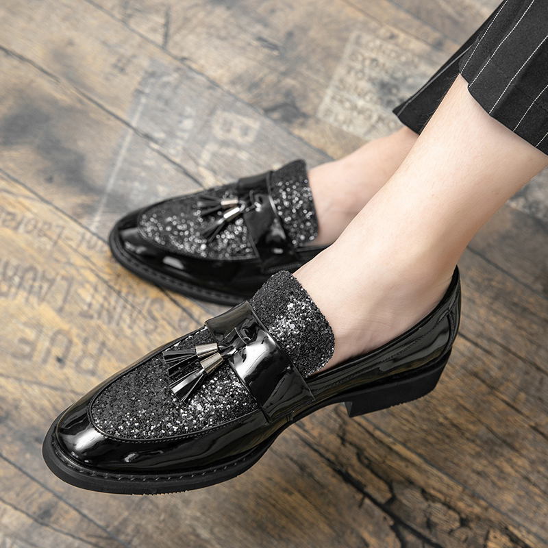 Luxury Brand Men's Shoes Loafers Men's Casual Leather Nightclub Party Tassel Shoes Men's Dress Shoes Men's Black Platform Shoes