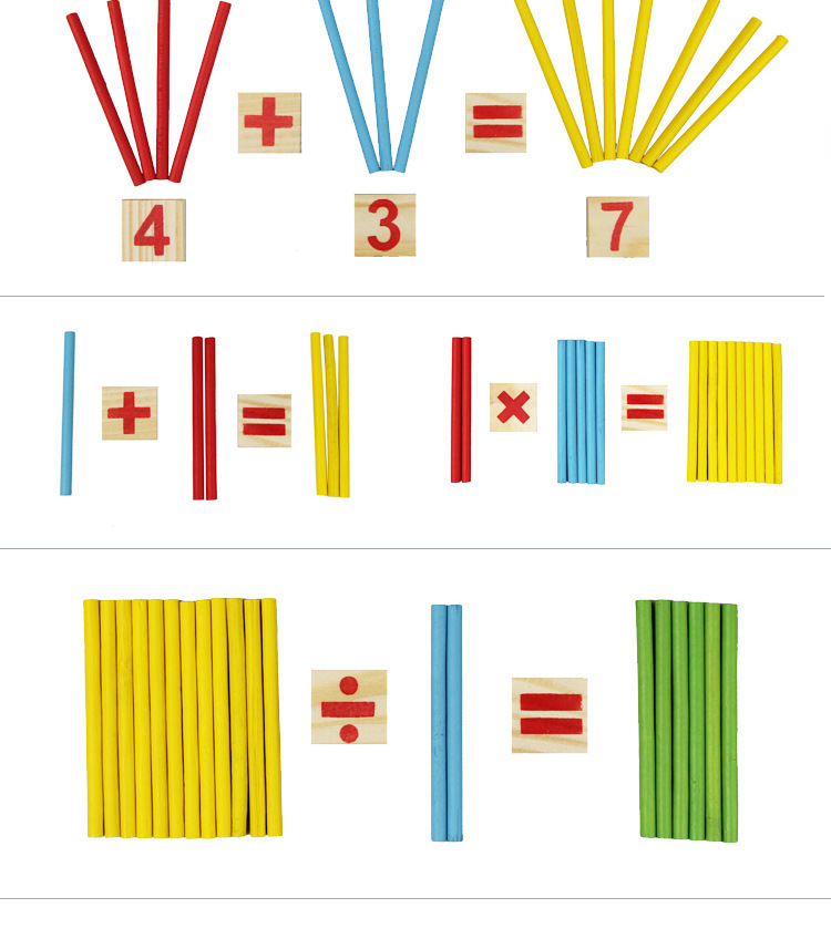 Wooden children counts kindergartens Montessori mathematics teaching aids baby early education digital stick toys