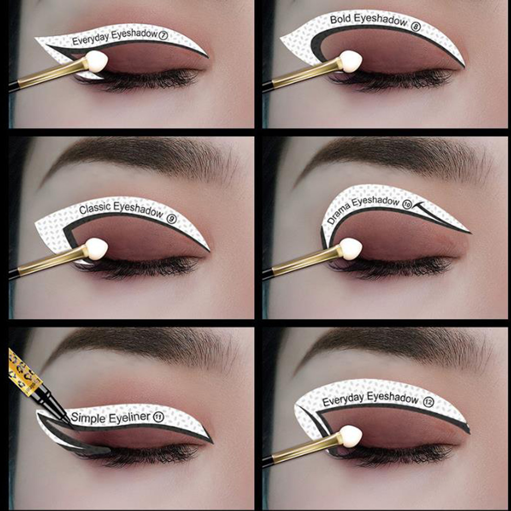 24pcs Eyeliner Stencils Eye Makeup Template Stickers Card 12 Styles Non-Woven Eyeliner Eyeshadow 3 Minute Lazy Shaping Tools &