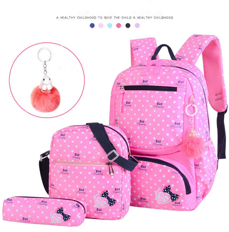 3 Pieces / Set of Printed School Bags Fashionable Children Backpacks Girls Students School Bags