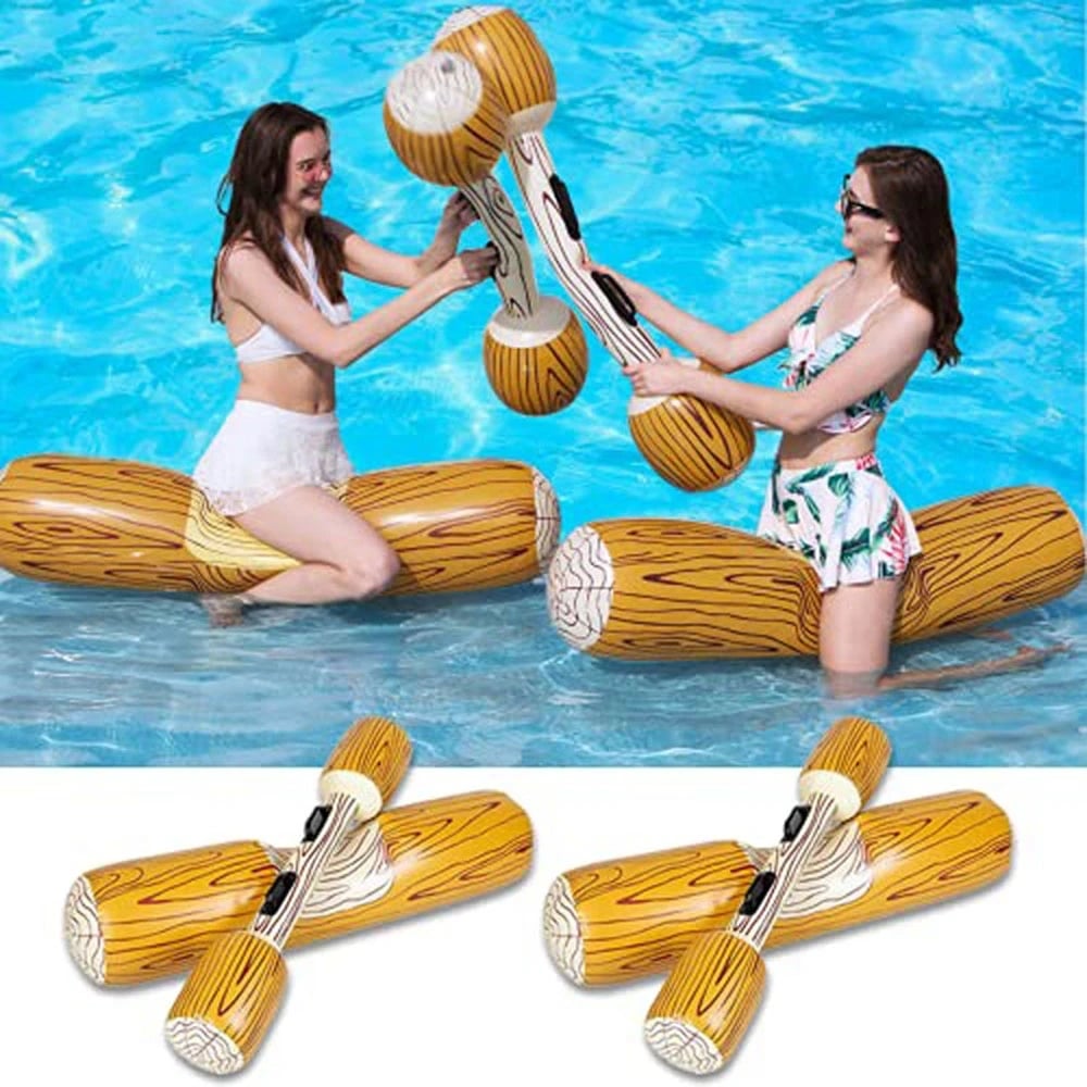 4PCS New inflatable PVC water pair touch wood swimming ring game play floating row strike stick thickened mount