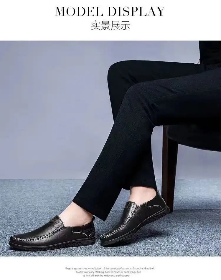 PU leather upper rubber out-sole lightweight soft Men's casual flat leather shoes Loafers Slip-on Shoes loafers for men