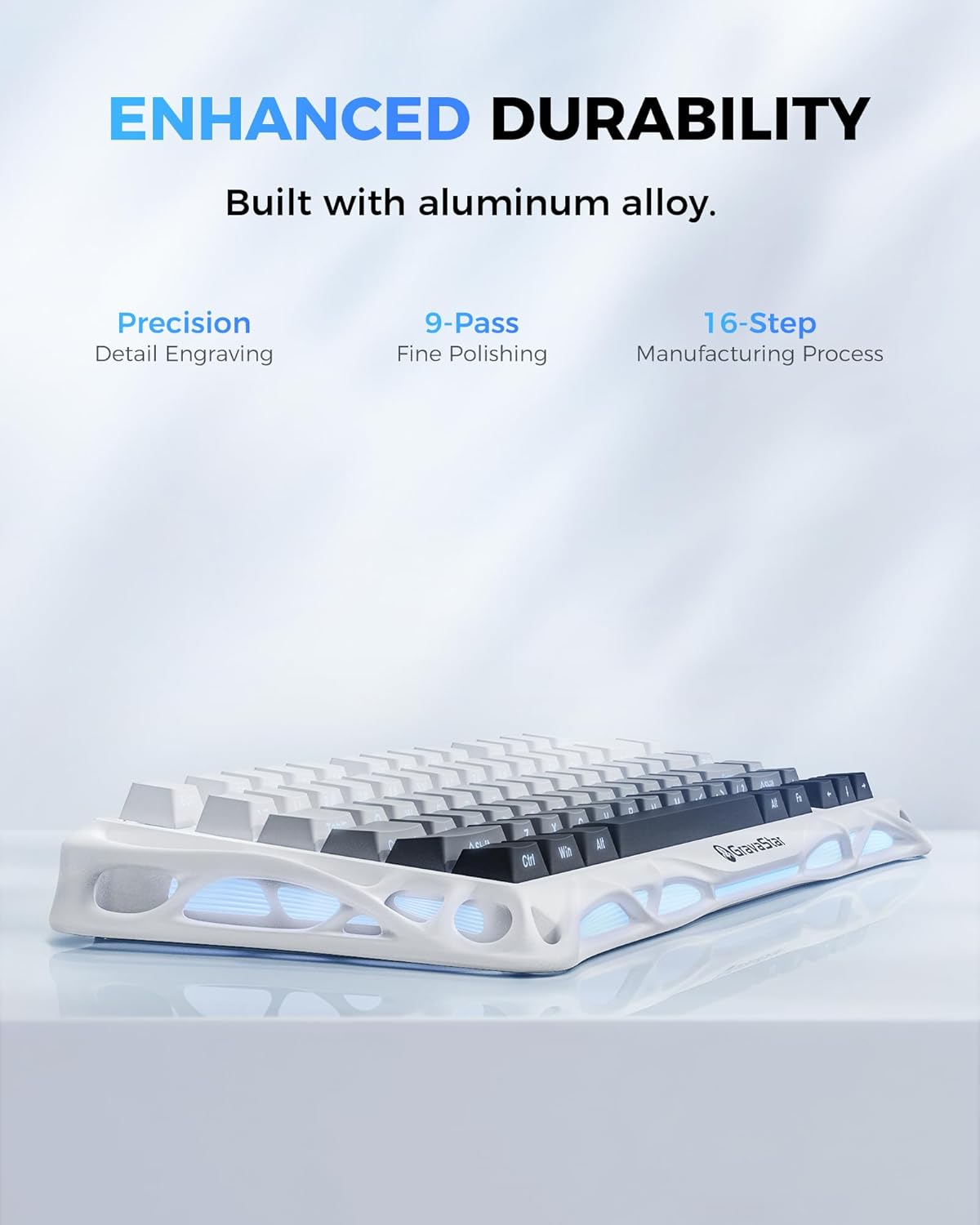GravaStar Mercury K1 75% Wireless Mechanical Gaming Keyboard, Aluminum Alloy Exoskeleton Design, Gasket Custom Keyboard Hot-Swap Socket, Linear Switch