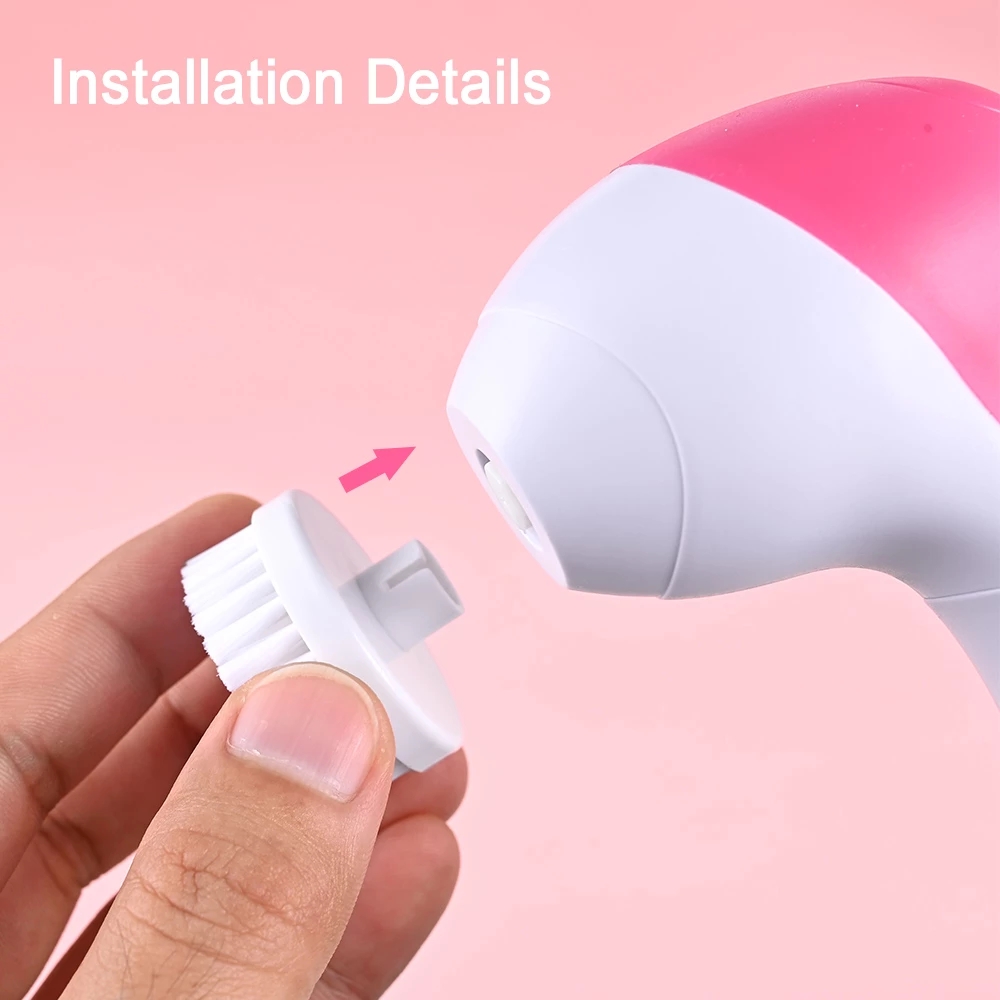 5 in 1 Electric Facial Cleansing Instrument Silicone Face Cleansing Brush Deep Cleaning Pore Cleaner Face Massage Skin Care Tool