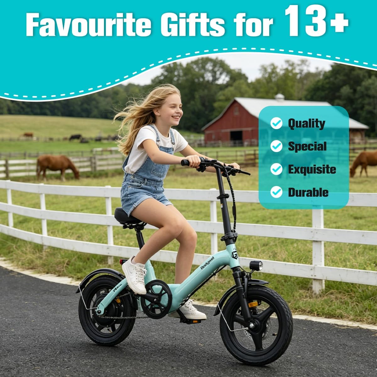 Bodywel Electric Bike for Adults, 14" Mini Foldable Ebike, 400W Peak Motor, 20 MPH, 25 Miles Range, City Commuter