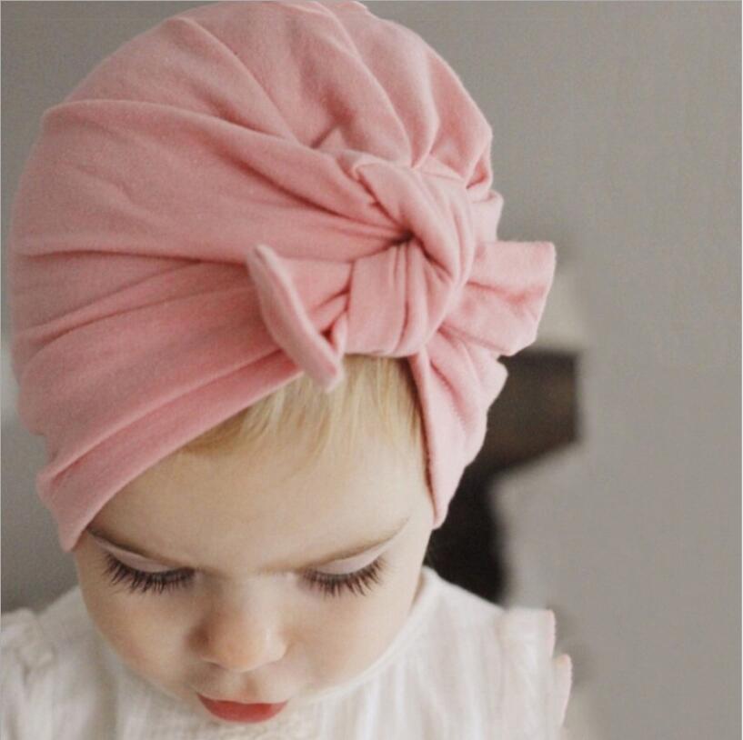 1-3 Years New born baby turban hat Children's dots India cap Baby rabbit ear knotted head ha child hat for spring /summer