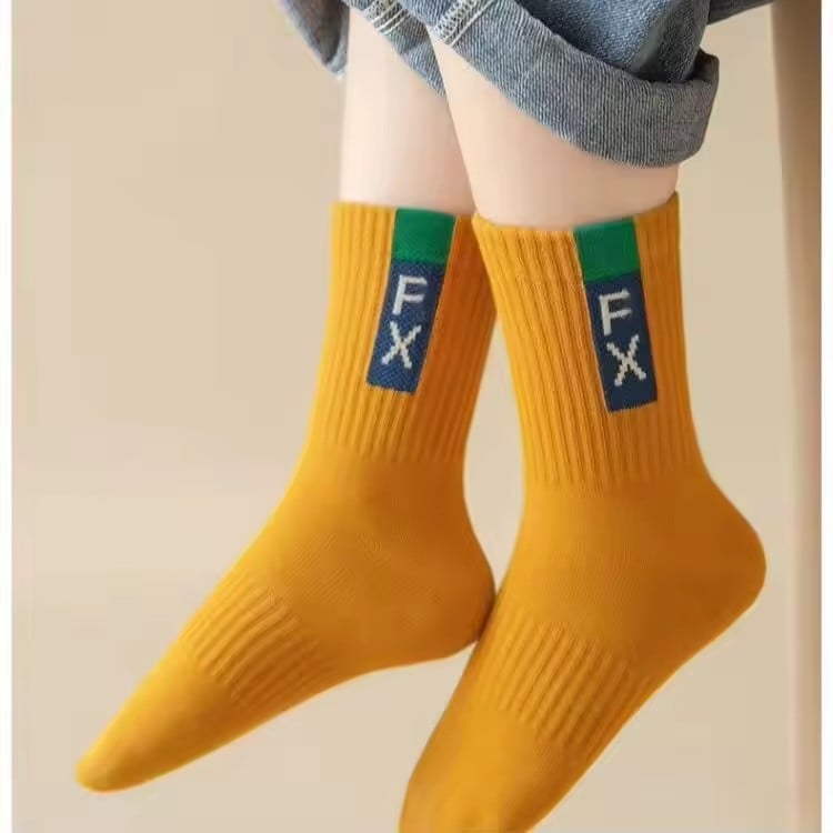 5Pair Autumn and winter children's socks, versatile Korean style socks for boys and girls, mid tube baby sports socks