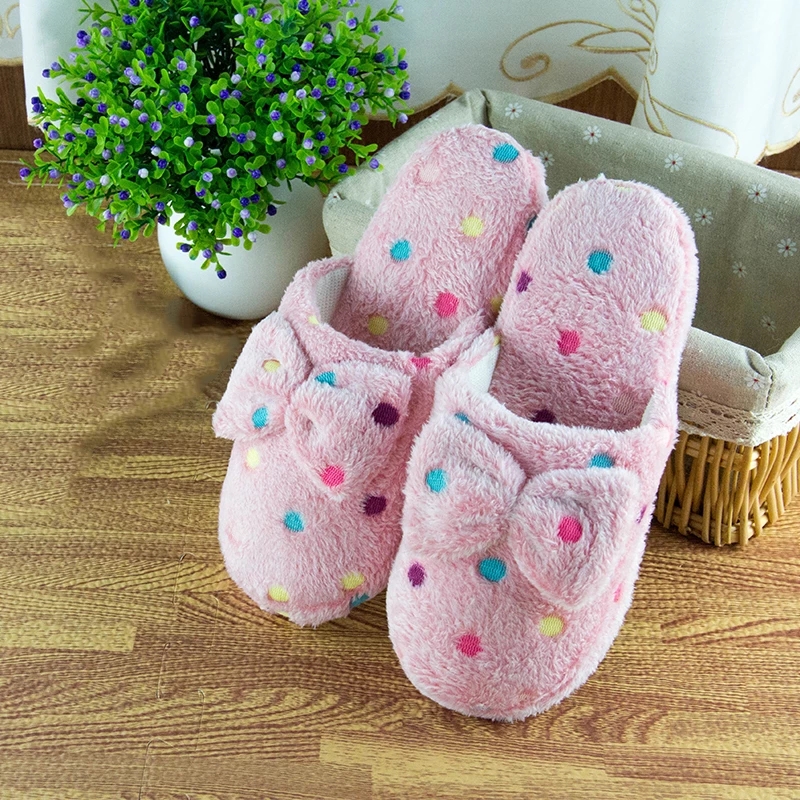 Cute colorful wave shoes slippers female home furry winter warm slippers soft sports shoes indoor bedroom