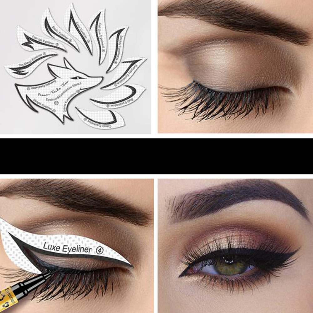24pcs Eyeliner Stencils Eye Makeup Template Stickers Card 12 Styles Non-Woven Eyeliner Eyeshadow 3 Minute Lazy Shaping Tools &