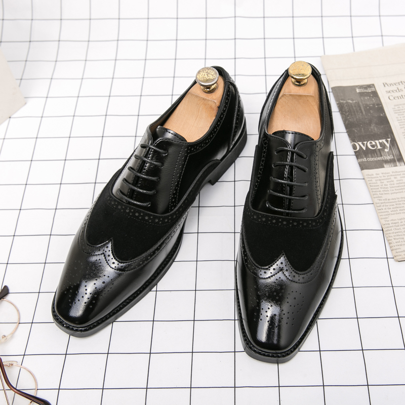Classic Pointed FASHION Oxford Shoes Lace Up Men's Shoes Pointed Style Luxury Moccasin Casual Luxury Leather Shoes