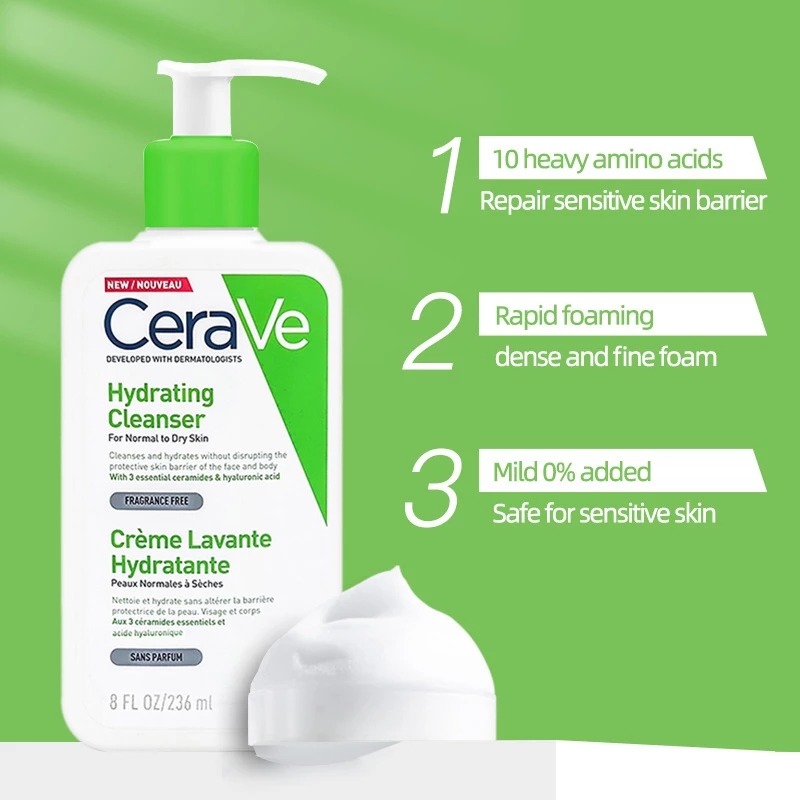 Cerave 3PCS Set Foaming Cleanser+Hydrating+Salicylic Acid Mild Facial Cleanser Blackhead Removal Wash Skin Care Beauty Health