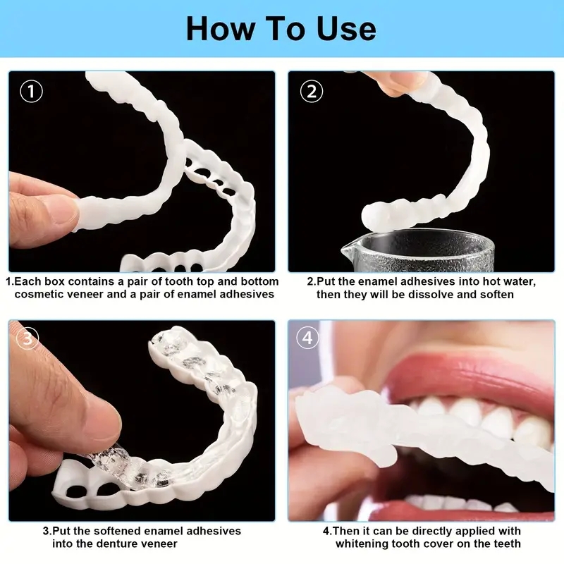 2-Piece Silicone Whitening Teeth Covers – Realistic Upper & Lower Dental Simulation Set