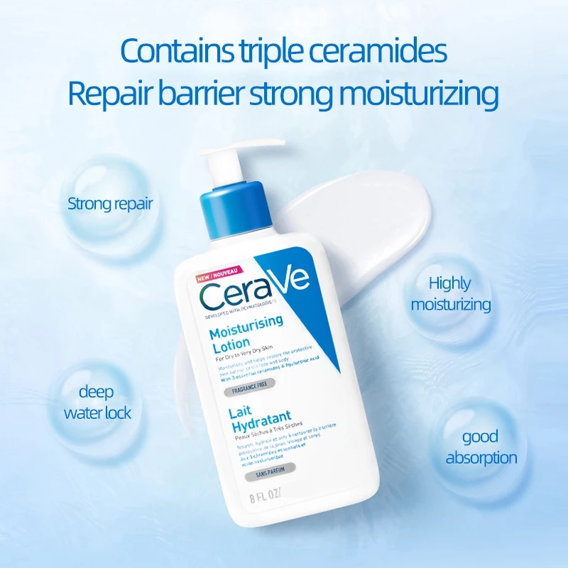 CeraVe Moisturizing Lotion for Dry Skin Body & Facial Moisturizer with Hyaluronic Acid and Ceramides Daily Body Cream Products