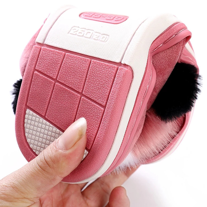 New cartoon dog slippers warm thick-soled couple cotton slippers comfortable home shoes women hair drag