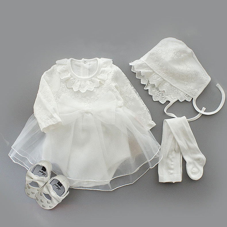 Infant Christening Dress Newborn Baby Girl Clothes&Dresses Cotton Princess 0 3 6 12 Months Baby Baptism Dress