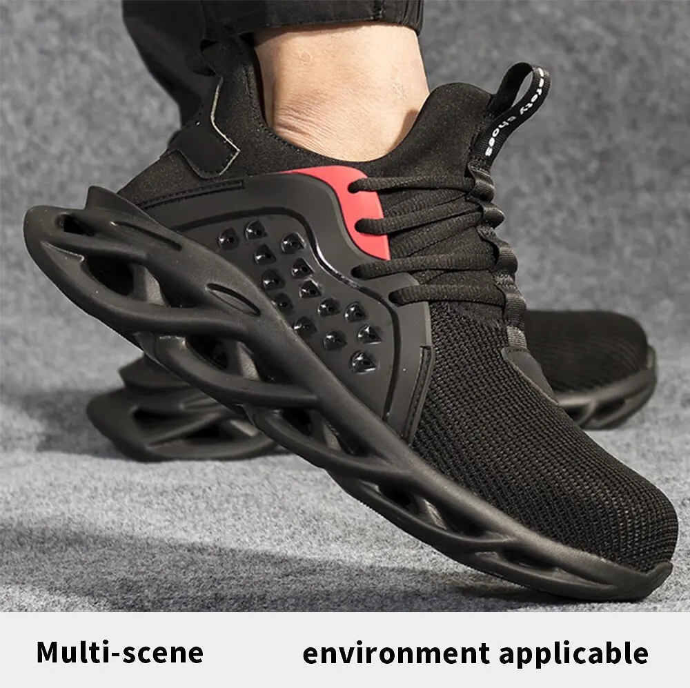 Quality Safety Shoes Men Rotary Buckle Work Shoes Air Cushion Indestructible Sneakers Puncture-Proof Security Boots